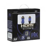 Ficha técnica e caractérísticas do produto Cabo HDMI 2.0 4K HDR 19 Pinos 20MT PIX