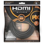 Ficha técnica e caractérísticas do produto Cabo HDMI 2.0 4K HDR 19 Pinos 8MT PIX