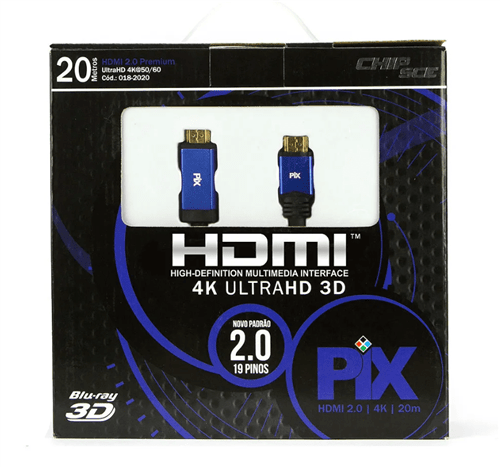 Ficha técnica e caractérísticas do produto Cabo HDMI 2.0 - 4K, Ultra HD, 3D, 19 Pinos - 20 Metros