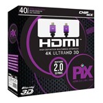 Ficha técnica e caractérísticas do produto Cabo Hdmi 2.0 4k Ultra HD 3d 19 Pinos 40 Metros Pix 018-4120