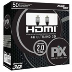 Ficha técnica e caractérísticas do produto Cabo Hdmi 2.0 4k Ultra HD 3d 19 Pinos 50 Metros Pix 018-5020