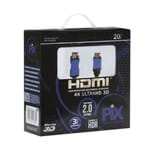Ficha técnica e caractérísticas do produto Cabo HDMI 2.0 4K Ultra HD 3D HDR 19 Pinos 20 Metros com Filtro PIX Premium 018-2020