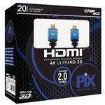 Ficha técnica e caractérísticas do produto Cabo HDMI 2.0 4K UltraHD 19 018-2020 20 Metros - PIX