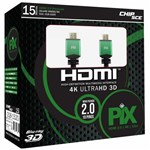 Ficha técnica e caractérísticas do produto Cabo HDMI 2.0 4K UltraHD 19 018-1520, 15 Metros - PIX