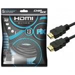 Ficha técnica e caractérísticas do produto Cabo HDMI 2.0 5 Metros 4K UltraHD 19 Pinos com Filtro - 018-2225 - ChipSCE