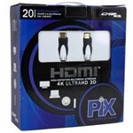 Ficha técnica e caractérísticas do produto Cabo HDMI 1.4 - 4K Ultra HD - Blindado com Filtro - 20 Metros - PIX 018-6017