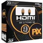 Ficha técnica e caractérísticas do produto CABO HDMI PIX 2.0 4K ULTRA HD 19 PINOS 30 Metros 018-3020