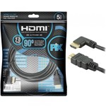 Ficha técnica e caractérísticas do produto Cabo HDMI 5 Metros PIX 2.0 4K 19 Pinos - Plug 90 Graus 018-3325