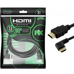 Ficha técnica e caractérísticas do produto Cabo HDMI 3 Metros PIX 3m 2.0 4K 19 Pinos - Plug 90 Graus 018-3323