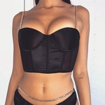 Ficha técnica e caractérísticas do produto Cadeia Patchwork elegante Correia Tops Mulheres Backless Sexy Sling Vest