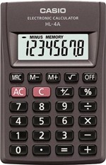 Ficha técnica e caractérísticas do produto Calculadora de Bolso 8 Dígitos Hl-4a-s4-dp Preta - Casio