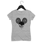 Ficha técnica e caractérísticas do produto Camiseta Feminina Caveira Mickey | Cinza - GG