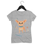 Ficha técnica e caractérísticas do produto Camiseta Feminina Love Chihuahua | Cinza - P