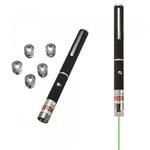 Ficha técnica e caractérísticas do produto Caneta Laser Pointer Verde Luz Green 5 Pontas Efeitos Estojo - E030001