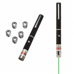 Ficha técnica e caractérísticas do produto Caneta Laser Pointer Verde Luz Green 5 Pontas Efeitos Estojo