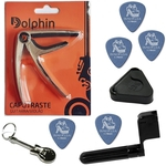 Ficha técnica e caractérísticas do produto Capotraste Dolphin Style Para Violão E Guitarra Cromado 9178 + Kit IZ1