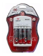 Ficha técnica e caractérísticas do produto Carregador de Bateria 9v e Pilhas Aa e Aaa Mox Bivolt C/4 Aa
