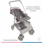 Ficha técnica e caractérísticas do produto Carrinho de Bebê Riviera Grafite Rosa 1320GRR - Galzerano