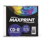 Ficha técnica e caractérísticas do produto CD Gravavel CD-R 700 MB/80 MIN-52X SLIM Unidade Maxprint