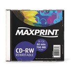 Ficha técnica e caractérísticas do produto Cd Regravavel Cd-rw 700mb/80min/12x Slim Maxprint Unidade