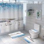 Ficha técnica e caractérísticas do produto Christmas Snowscape Decorative Shower Bath Curtain Mat 4pcs/Set 3pcs/Set Bathroom