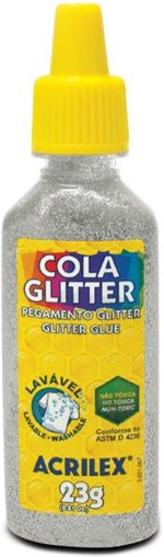 Ficha técnica e caractérísticas do produto Cola com Glitter Tubo 23G. Prata Acrilex