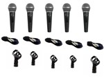 Ficha técnica e caractérísticas do produto Combo 5 microfones profissional jwl Ba58s + cabos + cachimbo