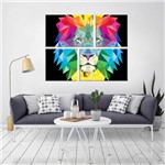 Ficha técnica e caractérísticas do produto Conjunto de 4 Telas Decorativas em Canvas Color Lion - Love Decor