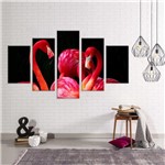 Ficha técnica e caractérísticas do produto Conjunto de 5 Telas Decorativas em Canvas Flamingos Close - Love Decor