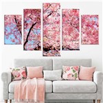 Ficha técnica e caractérísticas do produto Conjunto de 5 Telas Decorativas em Canvas Flor de Cerejeira - Love Decor