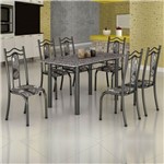 Ficha técnica e caractérísticas do produto Conjunto de Mesa Uruguai 1,40M Tampo Granito com 6 Cadeiras 620/15 Madmelos Craquelado Dark / Folha