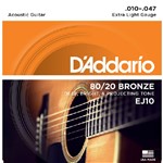 Ficha técnica e caractérísticas do produto Corda para Violao Daddario 010 Ej10-B 80/20