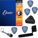 Ficha técnica e caractérísticas do produto Cordas De Guitarra Elixir Nanoweb 010 052 Light Heavy 12077 + Kit IZ1