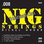 Cordas para Guitarra Elétrica 008" - 038" Tradicional - Nig Strings