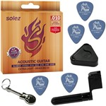Solez SLAB12 80/20 Bronze Cordas Violão Aço 012 + Kit de Acessórios IZ2