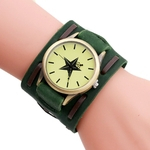 Ficha técnica e caractérísticas do produto Leather Strap Braided winding Rivet Bracelet Watches Wristwatch
