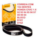 Ficha técnica e caractérísticas do produto Correia Dentada 104 Dentes Honda Civic 1.6 92 93 94 95 96 97 98 99 00 D16z D16y Interna Comando
