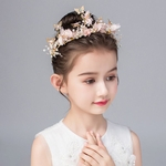 Ficha técnica e caractérísticas do produto Crianças Faux Pearl Flor Borboleta Coroa Tiara Headband Princess Party Headwear