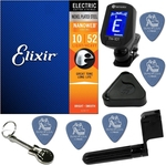 Elixir Nanoweb 010 052 Cordas De Guitarra Light Heavy 12077 + Kit IZ2