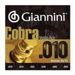 Ficha técnica e caractérísticas do produto Encordoamento AÇO Giannini P/ Violão -- COBRA .010 -- GEEFLE - .010-.050 - Bronze 85/15