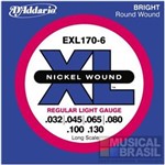 Ficha técnica e caractérísticas do produto Encordoamento D`Addario EXL170-6 Regular Light (.032-.130) para Contrabaixo 6 Cordas (XL Nickel Woun