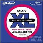 Ficha técnica e caractérísticas do produto Encordoamento D`Addario EXL170 Regular Light (.045-.100) para Contrabaixo 4 Cordas (XL Nickel Wound