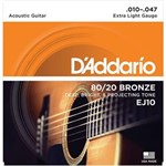 Ficha técnica e caractérísticas do produto Encordoamento D`addario Violão EJ10 Bronze, Light Extra, 10-47