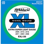Encordoamento D'Addario EXL130 Extra Superlight (.008-.038) para Guitarra XL Nickel Round Wound