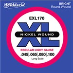 Encordoamento para Contrabaixo 4 Cordas D’addario EXL170 Nickel Wound Regular Light .45-.100