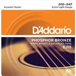 Ficha técnica e caractérísticas do produto Encordoamento Daddario Violão Ej15 Phosphor Bronze, Light Extra, 10-47