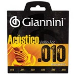 Ficha técnica e caractérísticas do produto Encordoamento de Aço para Violão Acústico Giannini 010 Geswam