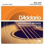 Ficha técnica e caractérísticas do produto Encordoamento de Violão Phosphor 0.10 Aço Bronze Ej15 D Addario - Daddario