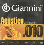 Ficha técnica e caractérísticas do produto Encordoamento Giannini Violão Aço GESWAM Cordas 010