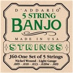 Encordoamento para Banjo 5 Cordas Leve J60 D.addario